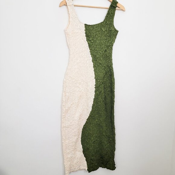 Mara Hoffman Sloan Popcorn Dress in Green Cream Small - Picture 5 of 9